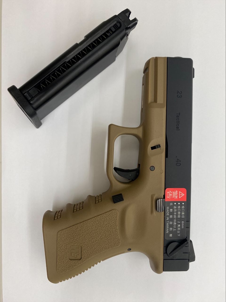 BCS】沙色~WE G23 GLOCK 單/連發版瓦斯槍金屬滑套+金屬槍管~仿真後座力:BCS Airsoft 生存遊戲專賣旗艦店