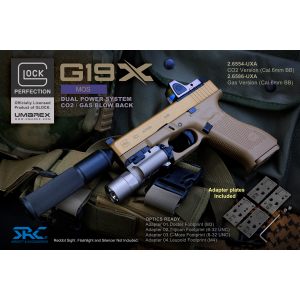 【BCS】1/31前預購好禮4送UMAREX X SRC Glock G19X MOS授權刻字瓦斯槍CO2槍手槍