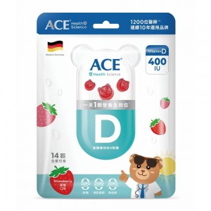 【ACE】SUPER KIDS 無糖維他命D軟糖 (28g) (草莓口味14顆入)每日1顆足量