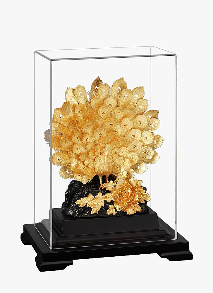 招財純金箔禮品~~【孔雀開屏富貴吉祥】小櫥窗:開運陶源