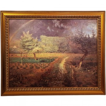 驚豔米勒 田園之美【春天】山水畫 山水圖 風景畫..羅浮宮版76x62cm 