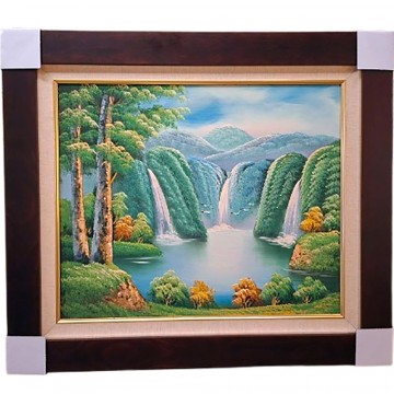 開運化煞【福祿壽*山水畫*山水圖】手繪原作油畫 單一件  81x71cm