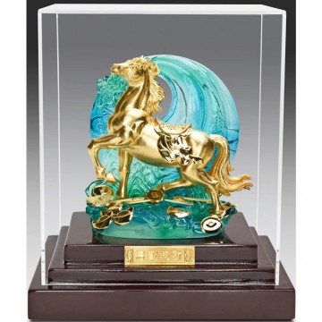 純金箔雕塑小櫥窗～【馬到成功】