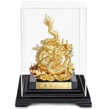 純金箔雕塑小櫥窗～【祥龍獻瑞】富貴興隆