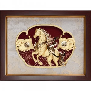 純金馬 金箔畫系列~【馬到成功】....25 x32 cm