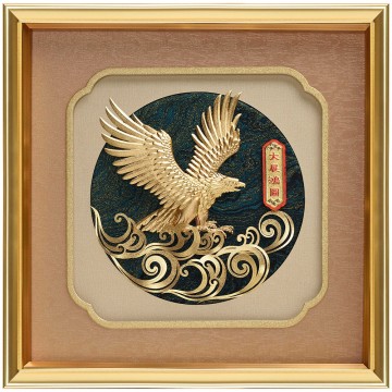 金箔畫 純金 豐年系列【大展鴻圖 老鷹】...30x30cm