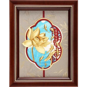 純金 金箔畫 博雅系列~【連年有餘】....26 x33 cm