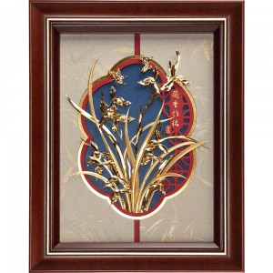 金箔畫 純金 *金鴻喜系列*竹報平安【節節高昇】...23x23cm