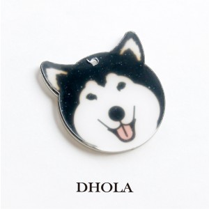 單孔壓克力吐舌黑色狗兒