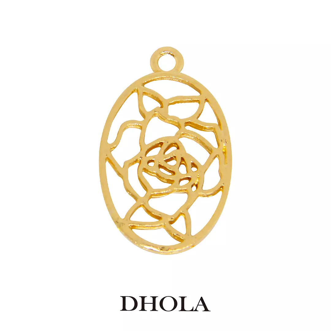 單耳玫瑰花橢圓邊框