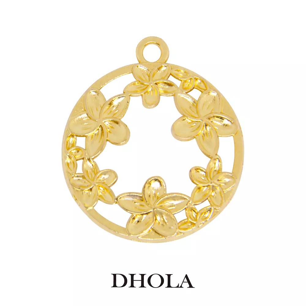 單耳五瓣花繞圓邊框