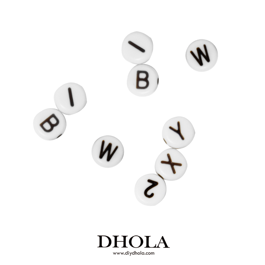 字母數字串珠-圓形-文青黑白款