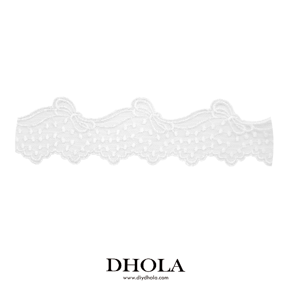 蝴蝶結圓點連線網紗蕾絲