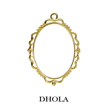 單耳復古花紋橢圓邊框