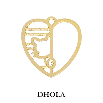 單耳半邊條紋窺視貓愛心邊框