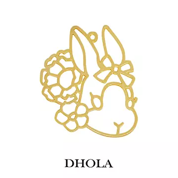 單耳蝴蝶結耳雙花兔邊框