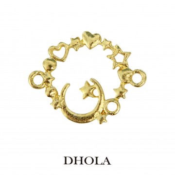 雙耳愛戀月星空連線圓邊框