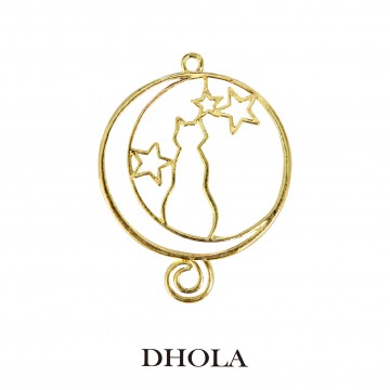 單耳星星尾巴瞭望貓圓形邊框