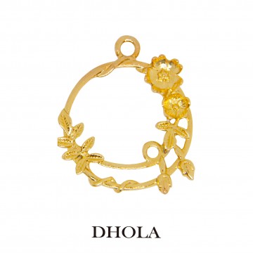 單耳花苞葉繞圓形邊框