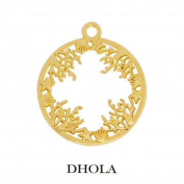 單耳繞水草海星貝殼圓邊框