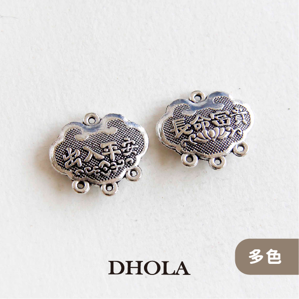 【2色】上耳+三孔長命富貴雲狀鎖