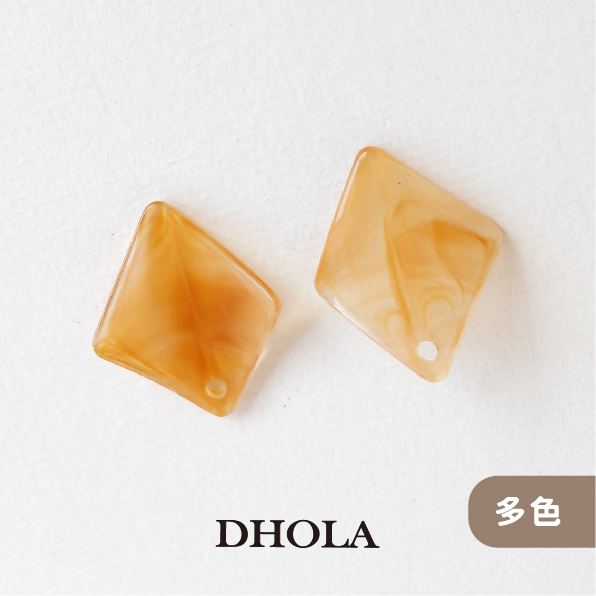 【多色】單洞捲邊暈染菱形樹脂片