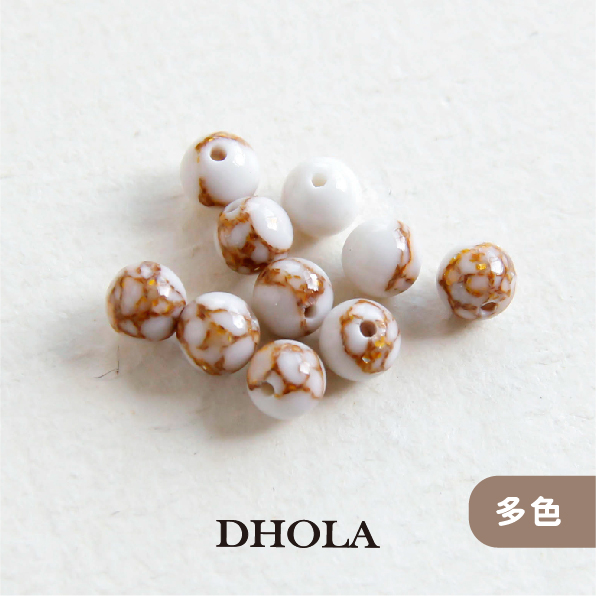 【多色】4mm爆裂紋金錢松圓孔珠