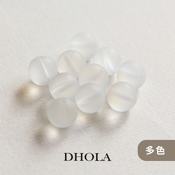 【多色】10MM 仿月光磨砂閃光圓孔珠