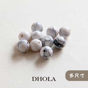 【多尺寸】仿松石瓷紋圓孔珠