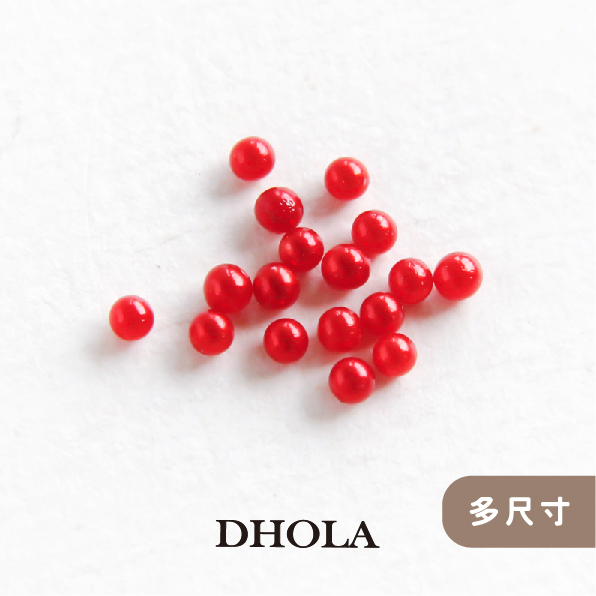 【多尺寸】ABS無孔仿珍珠圓珠 - 大紅
