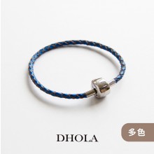 【多色】真皮手環16CM-不鏽鋼固定扣四股真皮繩