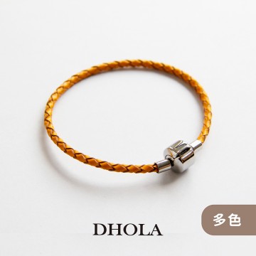 【多色】真皮手環18CM-不鏽鋼固定扣四股真皮繩