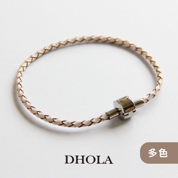 【多色】真皮手環21CM-不鏽鋼固定扣四股真皮繩