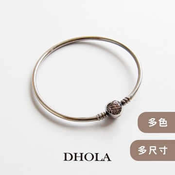 【多色多尺寸】純銀手環-(圓硬環)愛心固定扣式