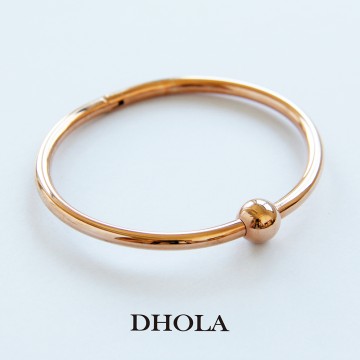 316不鏽鋼手環-19CM-圓扣圓形硬式-玫瑰金