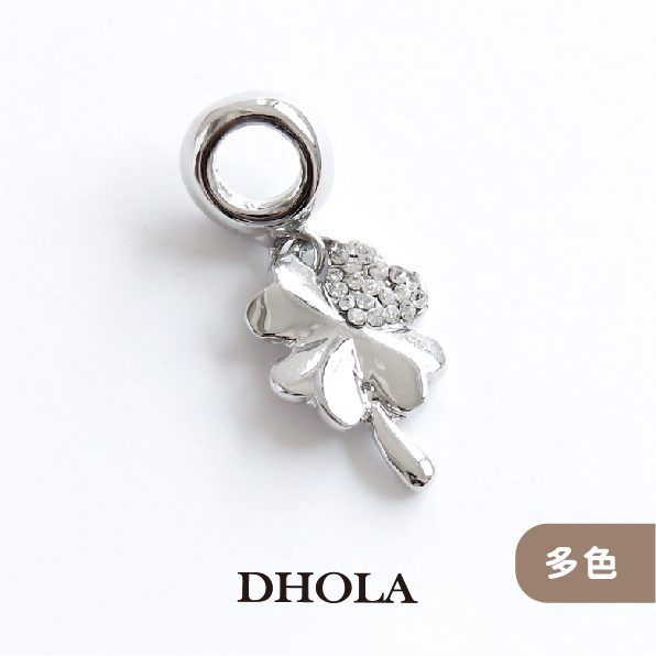 【多色】大孔管珠+單葉鑲鑽幸運草