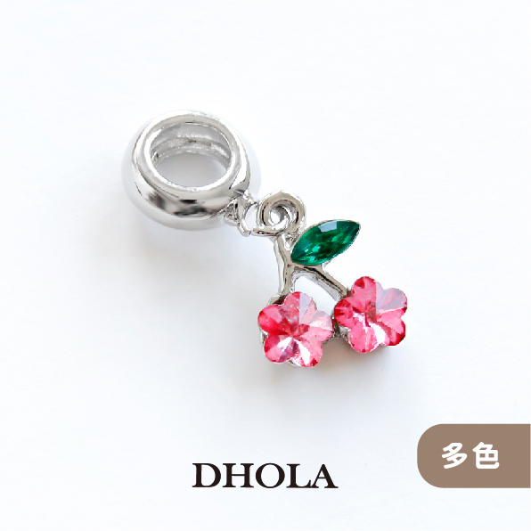 【多色】大孔管珠+雙花形櫻桃