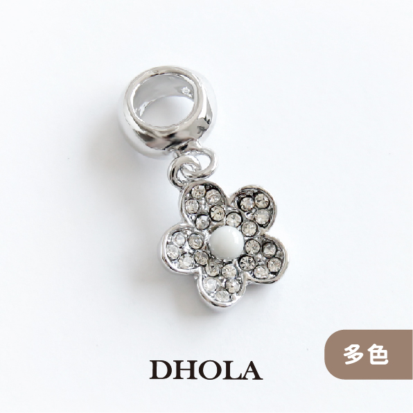 【多色】鑲鑽五瓣花+大孔管珠