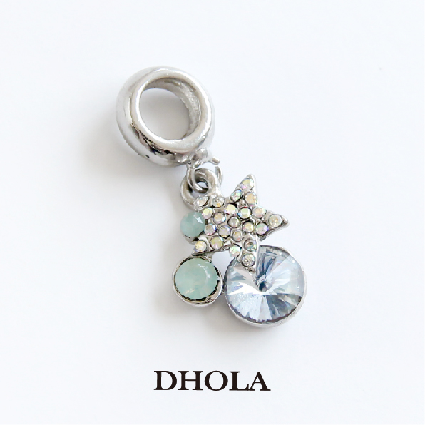 白加彩五角星/吊環鑽+大孔管珠