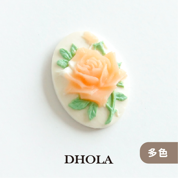 【多色】玫瑰花橢圓樹脂片