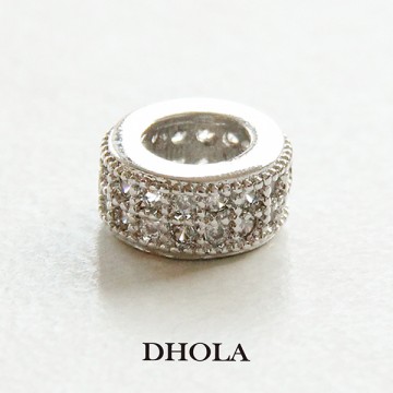 4*8MM鑲鑽方形圓點兩排鑽大孔珠