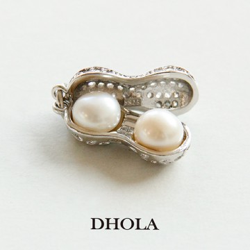 10*20MM白鑽珍珠雙生花＋單圈 