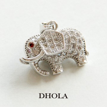 19*10MM白鑽雙面長毛象＋墜飾 