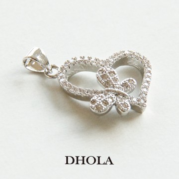 19MM鑲鑽縷空愛心展蝶＋墜飾