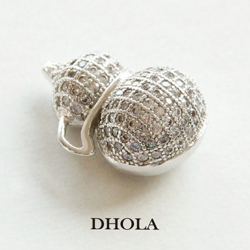 13*18MM單耳鑲鑽雙面銀葫蘆 