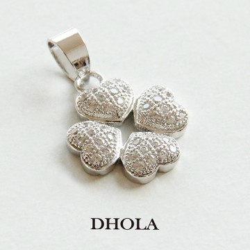 14MM四瓣鑲鑽愛心幸運草＋墜飾