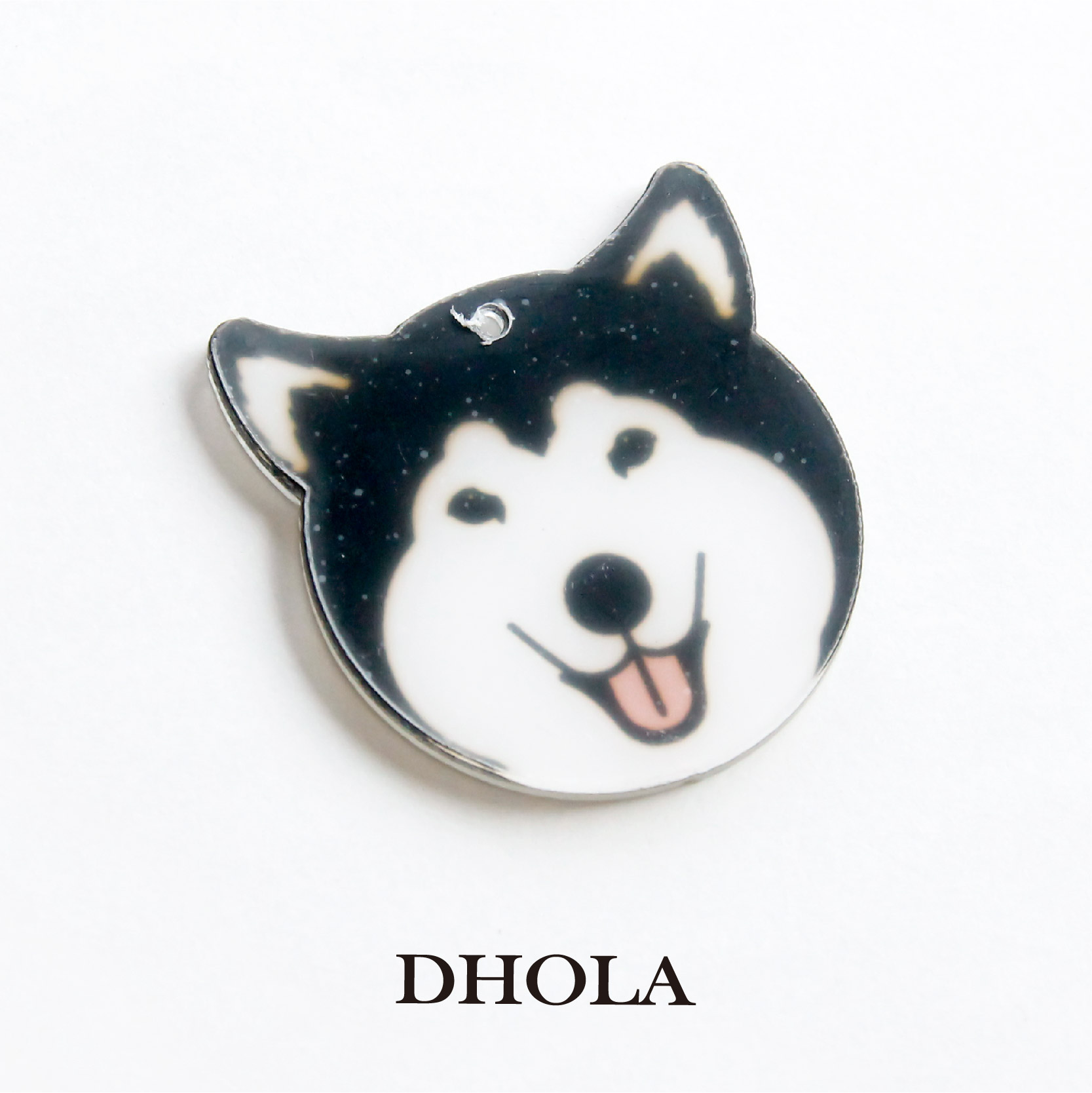 單孔壓克力吐舌黑色狗兒