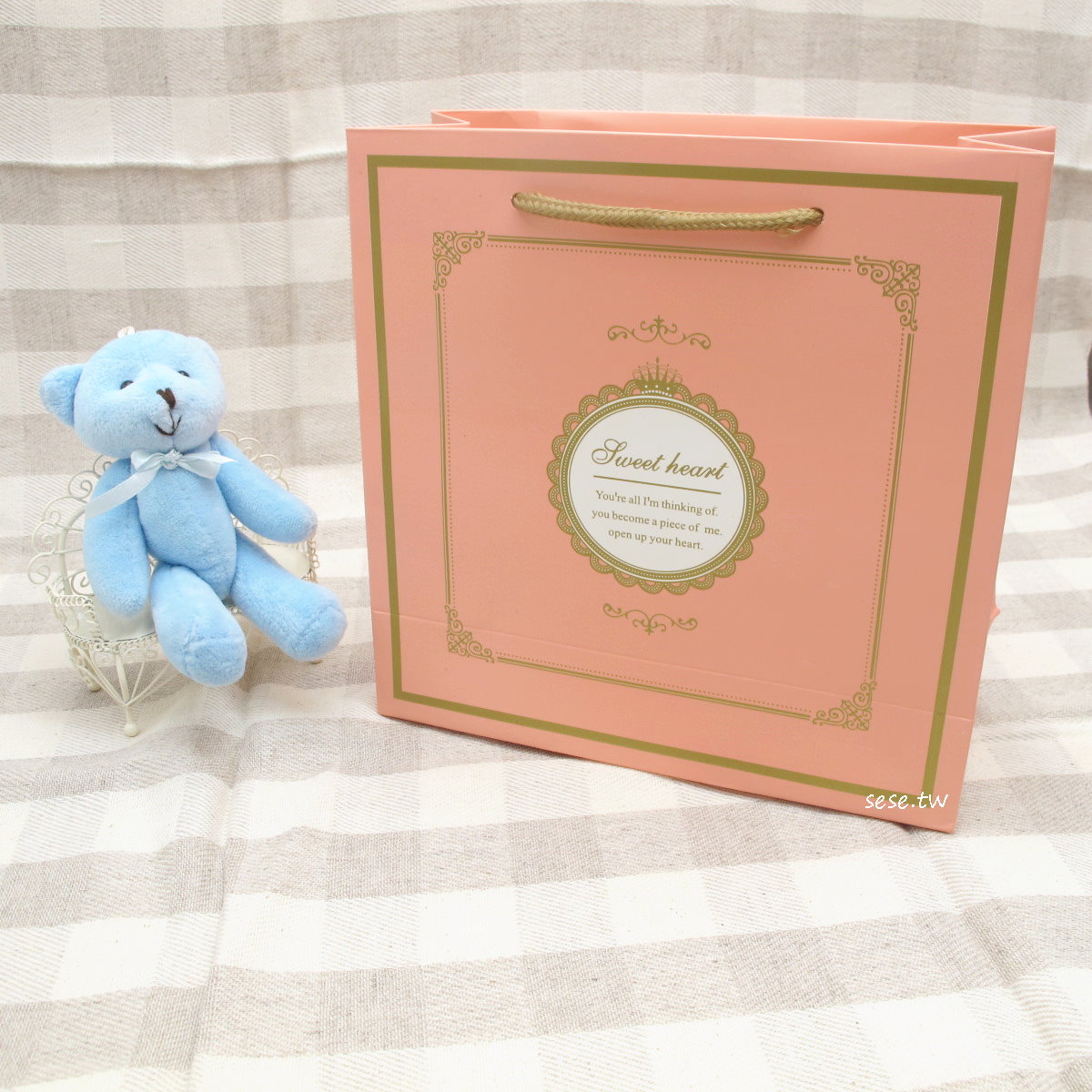 粉紅金邊甜蜜愛心提袋:順億化工