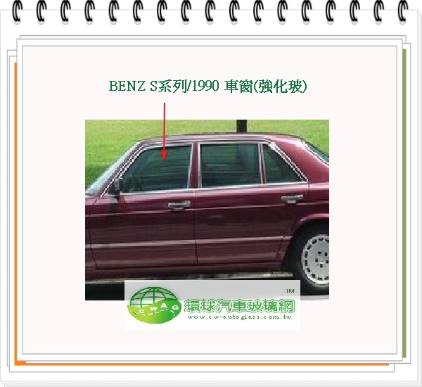 BENZ S系列/1990 右前車窗玻璃