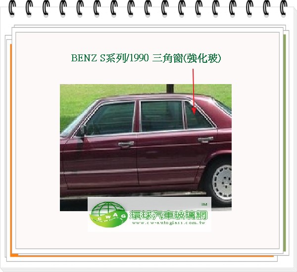 BENZ S系列/1990 左後三角窗玻璃